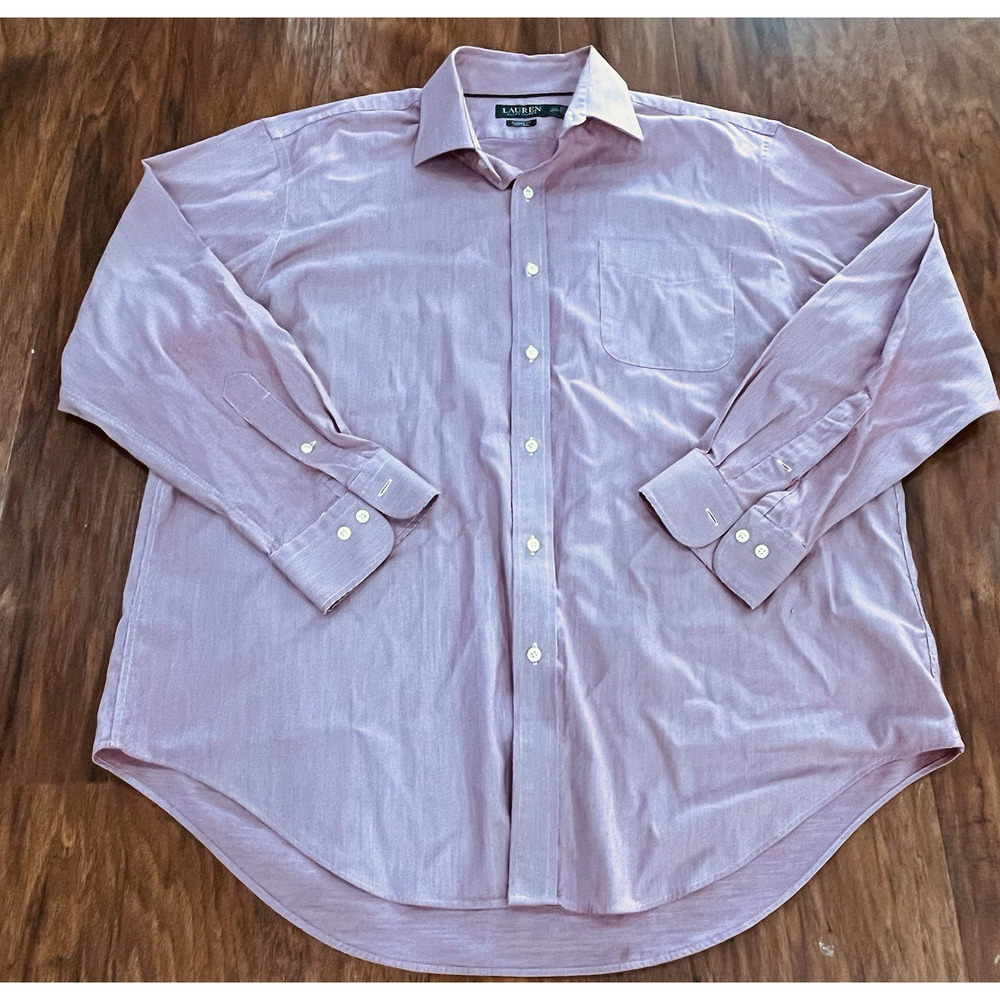 Lauren Ralph Lauren Top MENS Large Pink Button Up Non Iron Long Sleeve Preppy